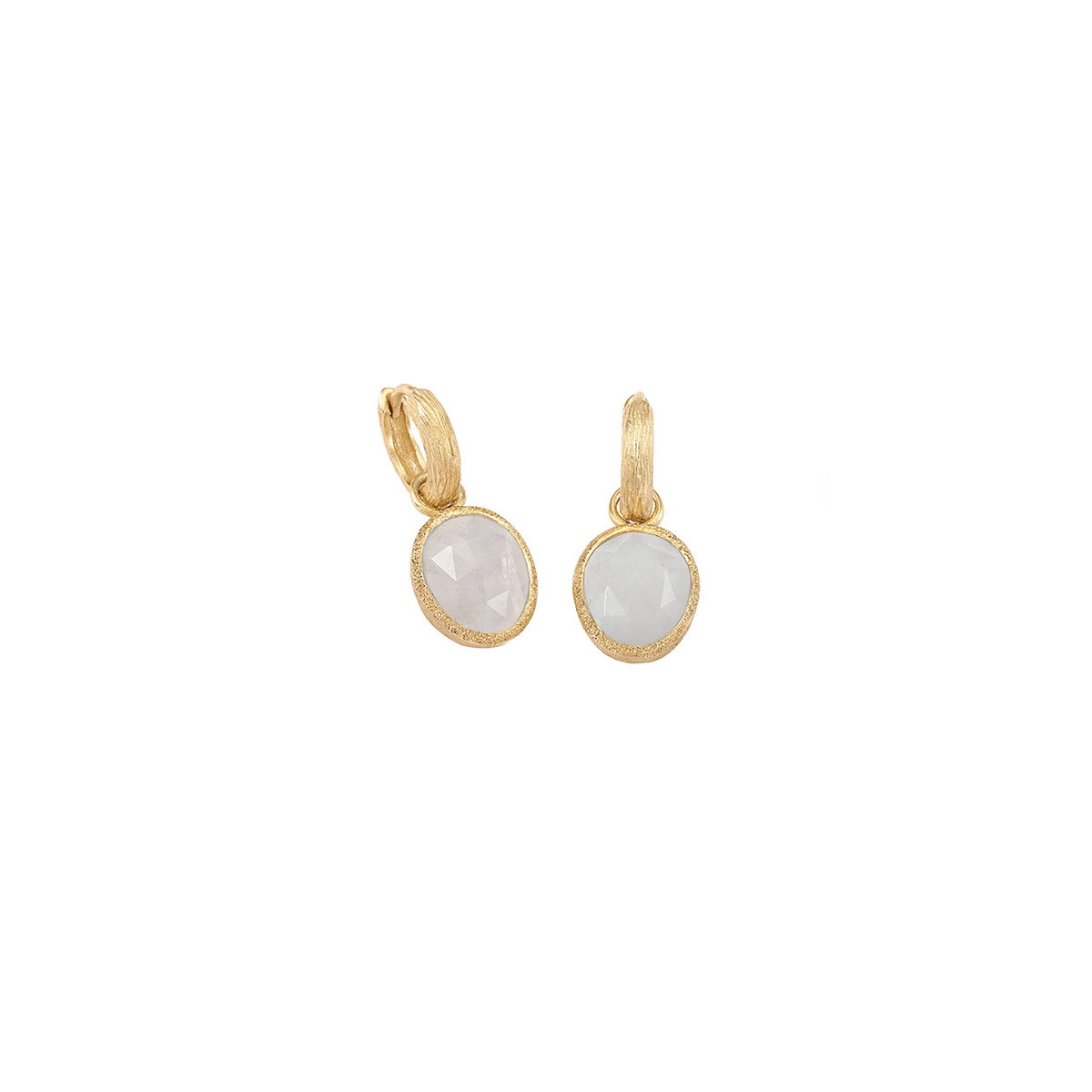 Pendientes de aro con Espectrolita en baño de oro 18k
