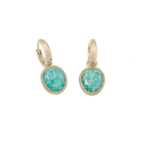 Pendientes de aro con Amazonita en baño de oro 18k