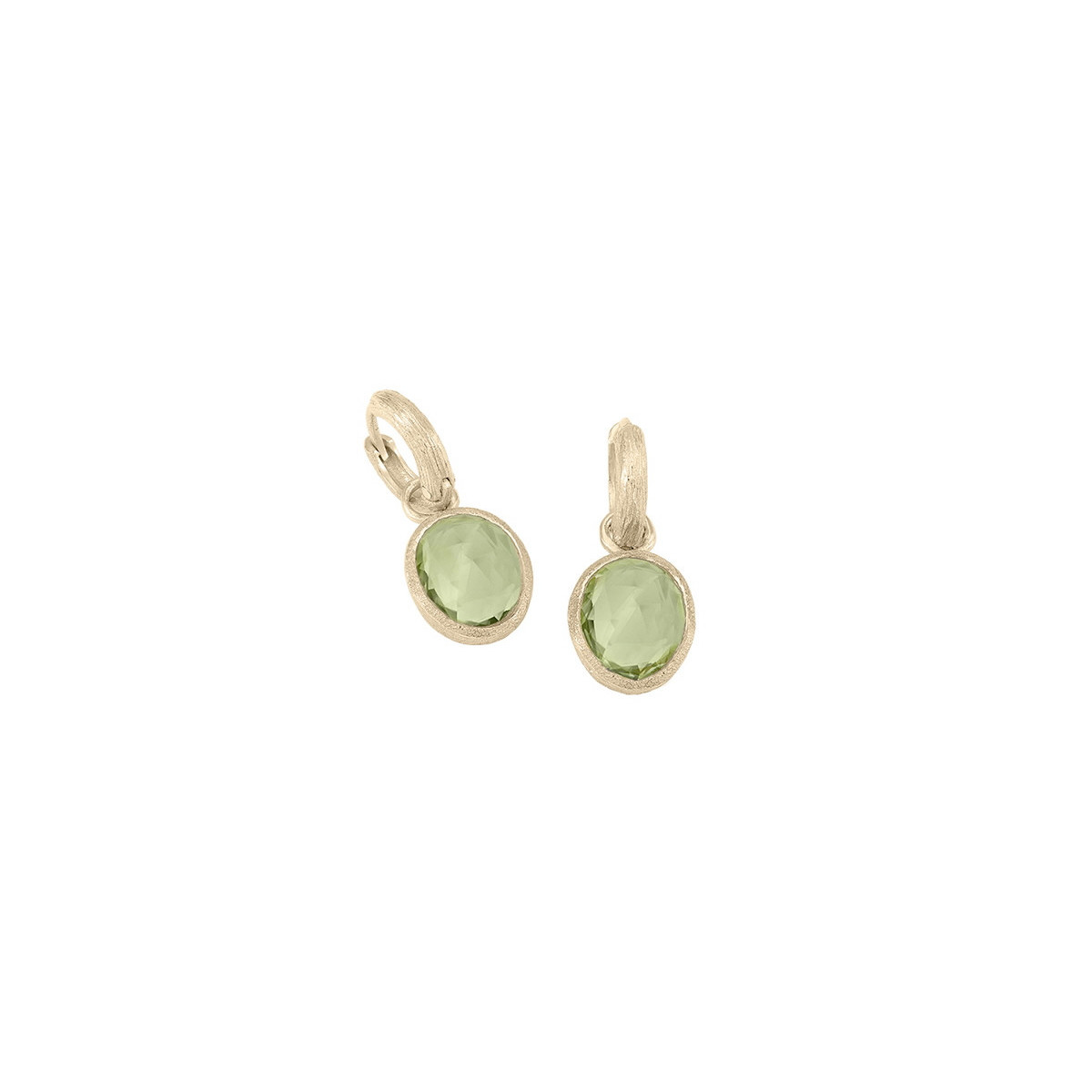 Pendientes de aro Amatista Verde con Baño de Oro 18k