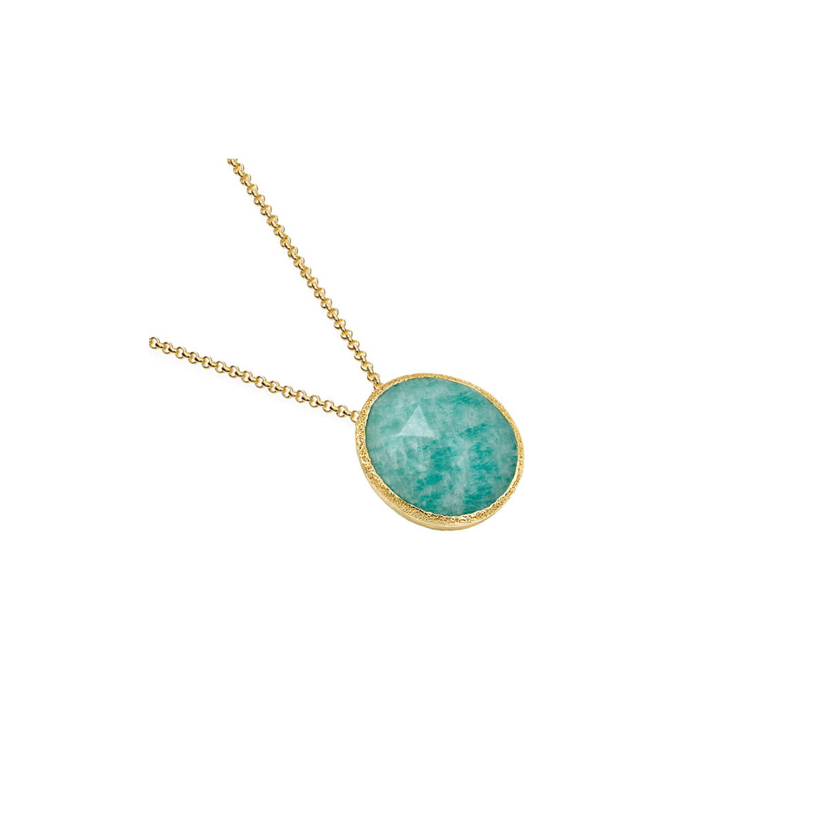 Colgante con Amazonita en baño de oro 18k