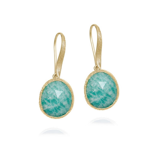 Pendientes gancho Amazonita con Baño de Oro 18k