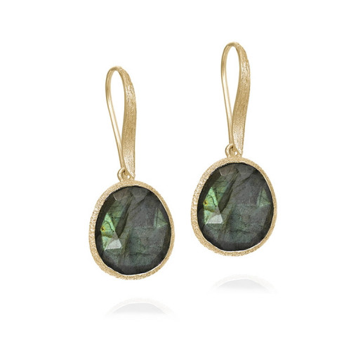 Pendientes gancho Labradorita con Baño de Oro 18k