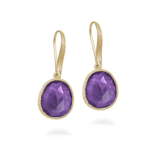 Pendientes gancho Amatista con Baño de Oro 18k