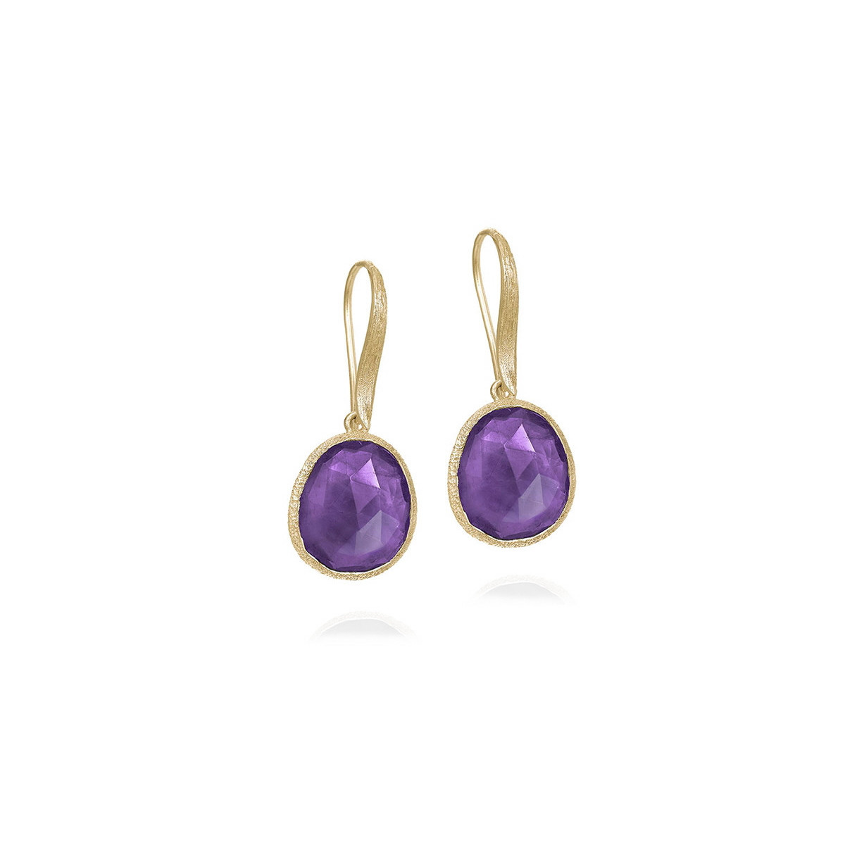Pendientes gancho Amatista con Baño de Oro 18k