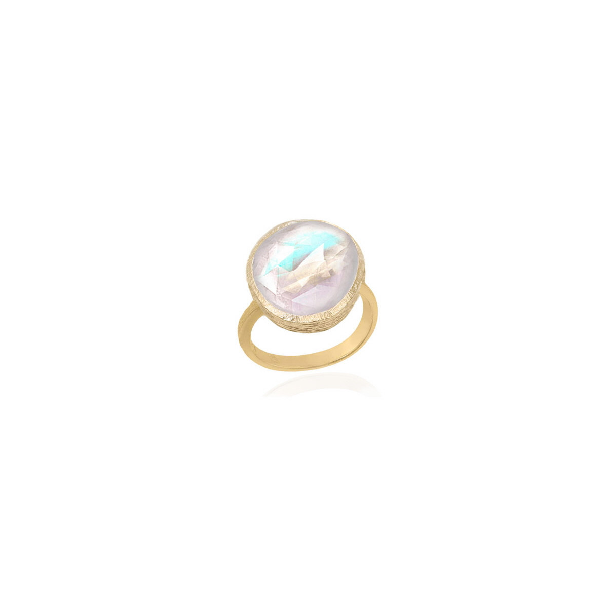 Ring with faceted spectrolite in sterling silver with 18k gold vermeil