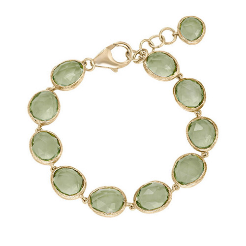 Pulsera con Amatista Verde de plata con Baño de Oro 18k