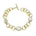 Pulsera de eslabones con espectrolita de plata con baño de oro 18k