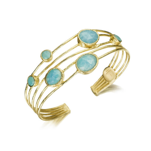 5-strand bangle with amazonite in sterling silver with 18k gold vermeil