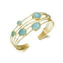 5-strand bangle with amazonite in sterling silver with 18k gold vermeil