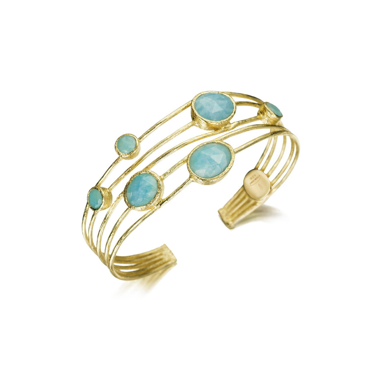5-strand bangle with amazonite in sterling silver with 18k gold vermeil
