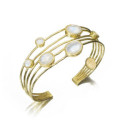 5-strand bangle with rainbow moonstone in sterling silver with 18k gold vermeil