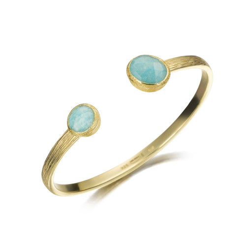 Brazalete dos Amazonitas con baño de oro 18k