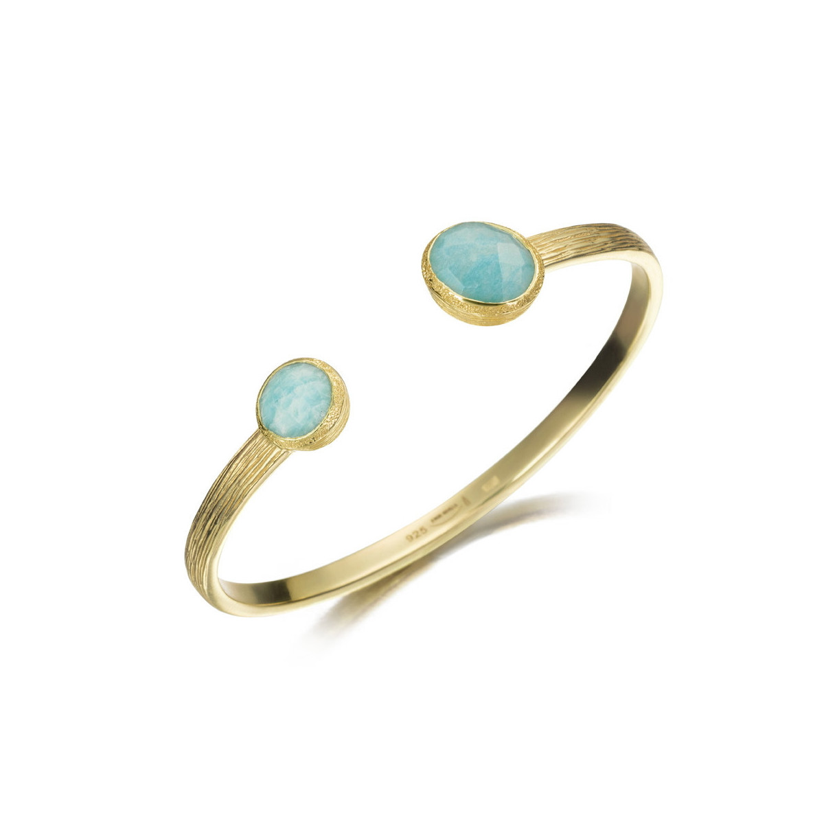 Brazalete dos Amazonitas con baño de oro 18k