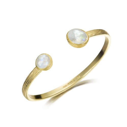 Brazalete con dos Espectrolitas en baño de oro 18k