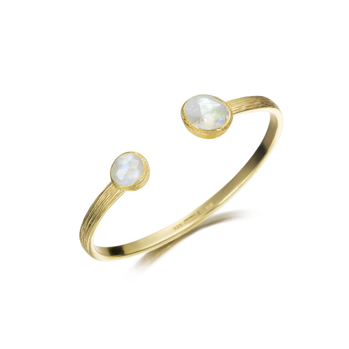 Brazalete con dos Espectrolitas en baño de oro 18k