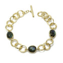 Pulsera de eslabones y Labradoritas en baño de oro 18k