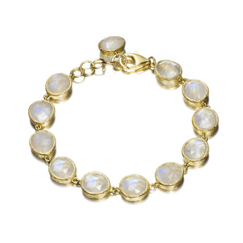 Pulsera pequeña con espectrolita de plata con baño de oro 18k