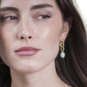Pendientes largos Amazonita de plata con Baño de Oro 18k