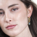 Pendientes largos Labradorita de plata con Baño de Oro 18k