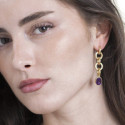 Pendientes extra largos Amatista de plata con Baño de Oro 18k