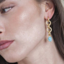 Pendientes extra largos Amazonita de plata con Baño de Oro 18k