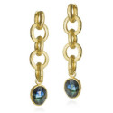 Pendientes extra largos Labradorita de plata con Baño de Oro 18k