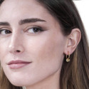 Pendientes de aro con círculo en plata de ley con baño de oro 18k