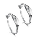 Pendientes aros de presión con diseño ondulado en plata de ley 925