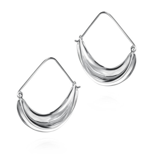 Pendientes con gancho horizontal y diseño ondulado en plata de ley 925