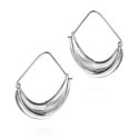 Pendientes con gancho horizontal y diseño ondulado en plata de ley 925