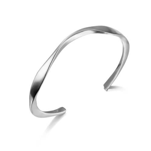 Brazalete con diseño ondulado en plata de ley 925
