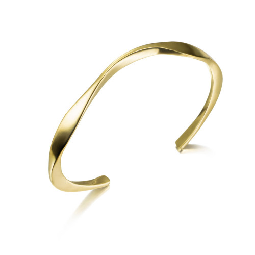 Brazalete con diseño ondulado con baño de oro 18k