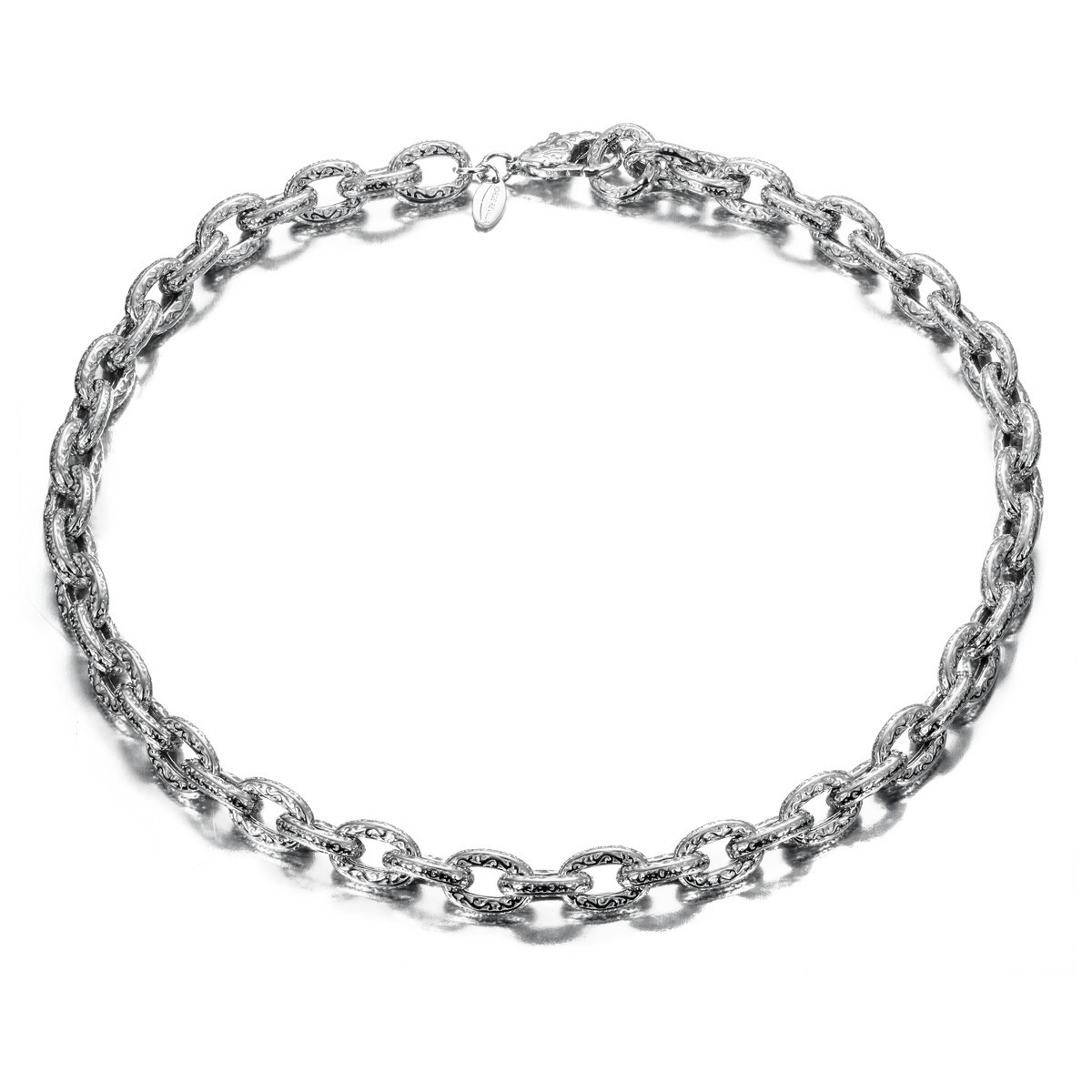 Silver Necklace in 925 Sterling with Floral Style Links