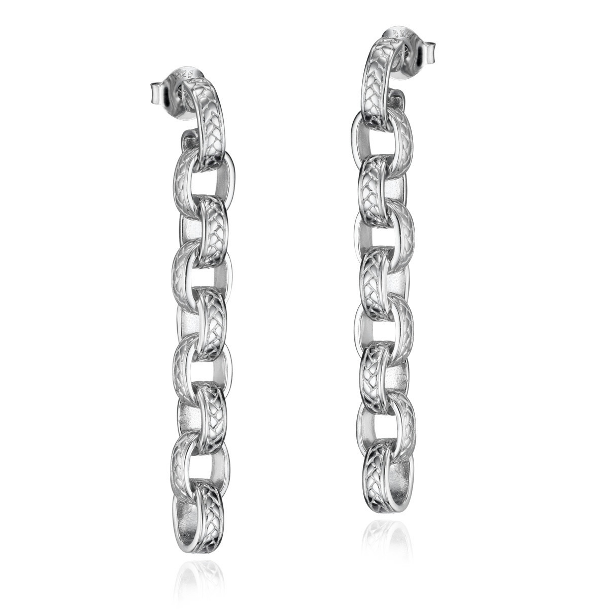 Long Link Earrings with Style in 925 Sterling Silver