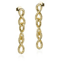 Pendientes largos de infinitos con motivo de serpiente en baño de oro 18k