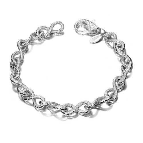 Pulsera infinito con textura de serpiente en plata de ley 925