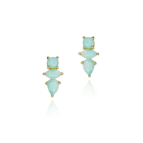 Amazonite Stud Earrings in Sterling Silver with 18k Gold Vermeil