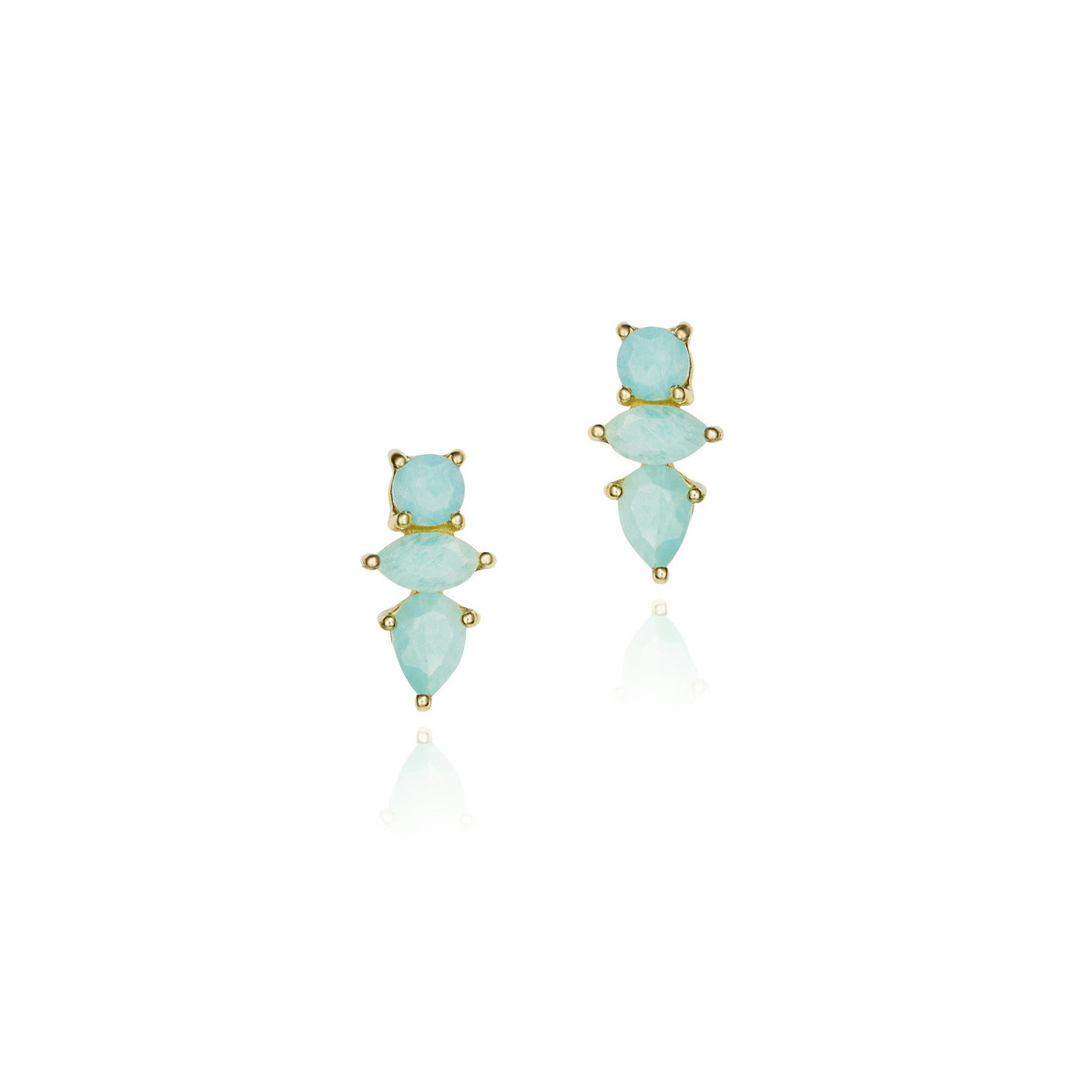 Stud Earrings with Amazonites in 18k Gold Vermeil