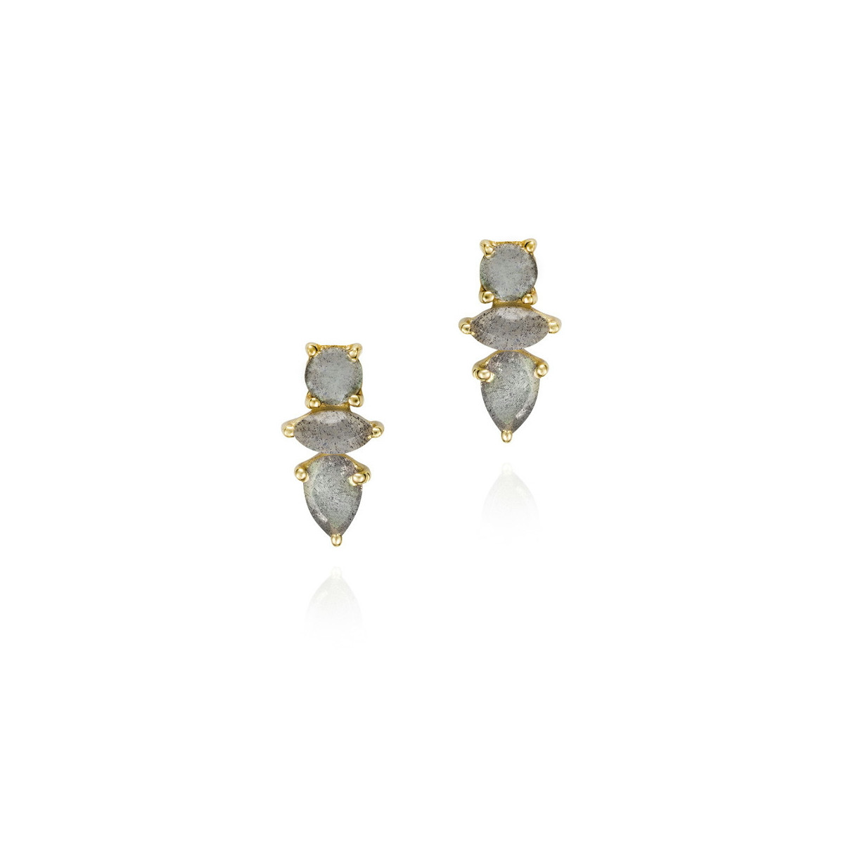 Stud Earrings with Labradorites in 18k Gold Vermeil