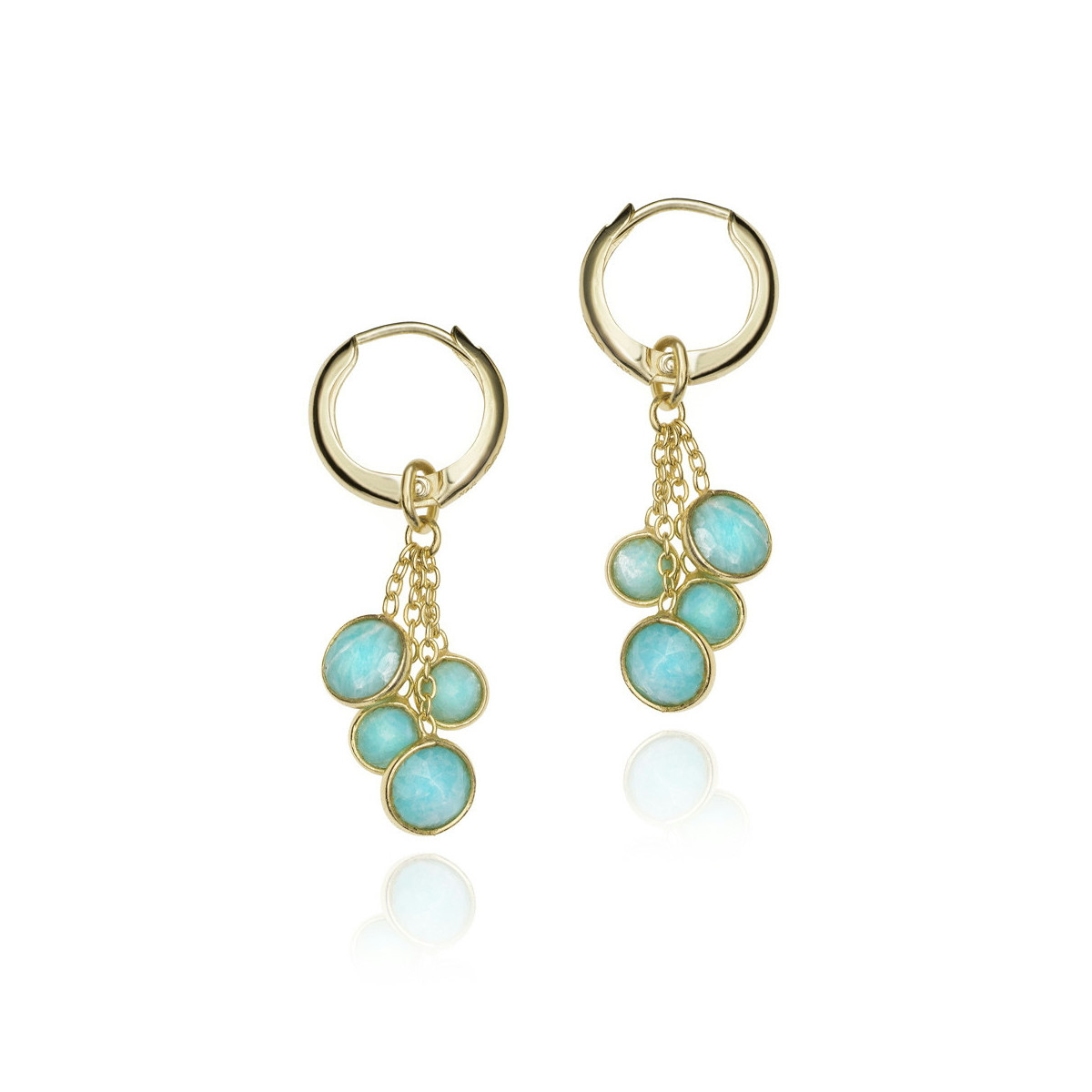 Hoop Earrings with Amazonites in 18k Gold Vermeil