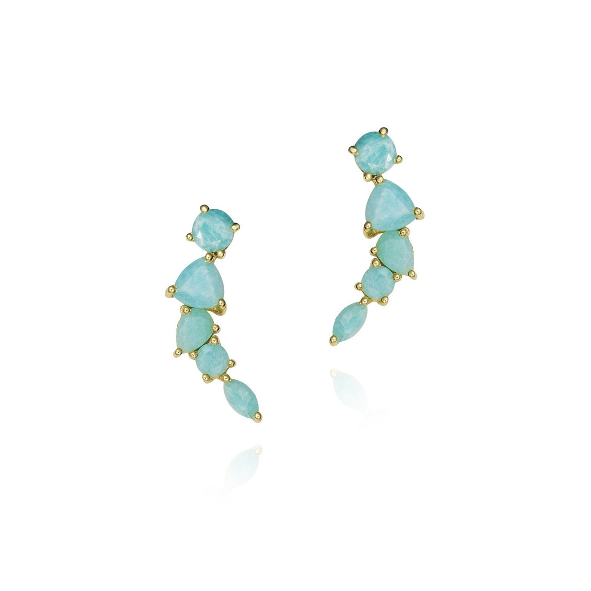 Climber Earrings with Amazonites in 18k Gold Vermeil
