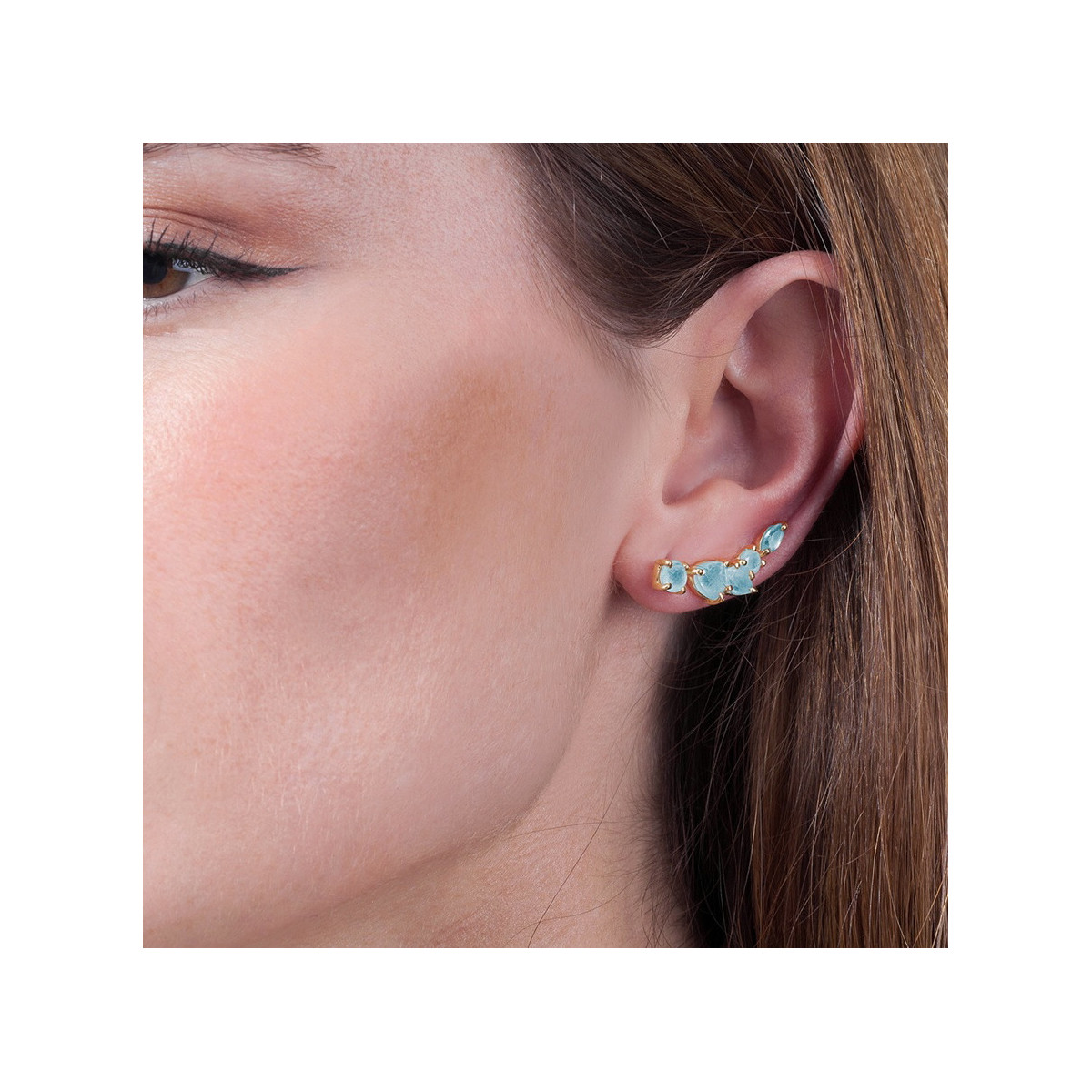 Climber Earrings with Amazonites in 18k Gold Vermeil