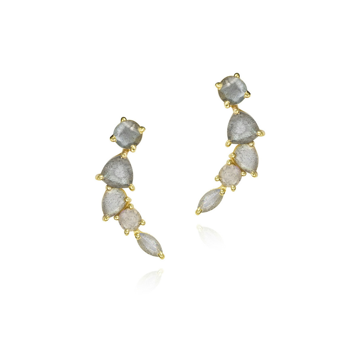 Climber Earrings with Labradorites in 18k Gold Vermeil