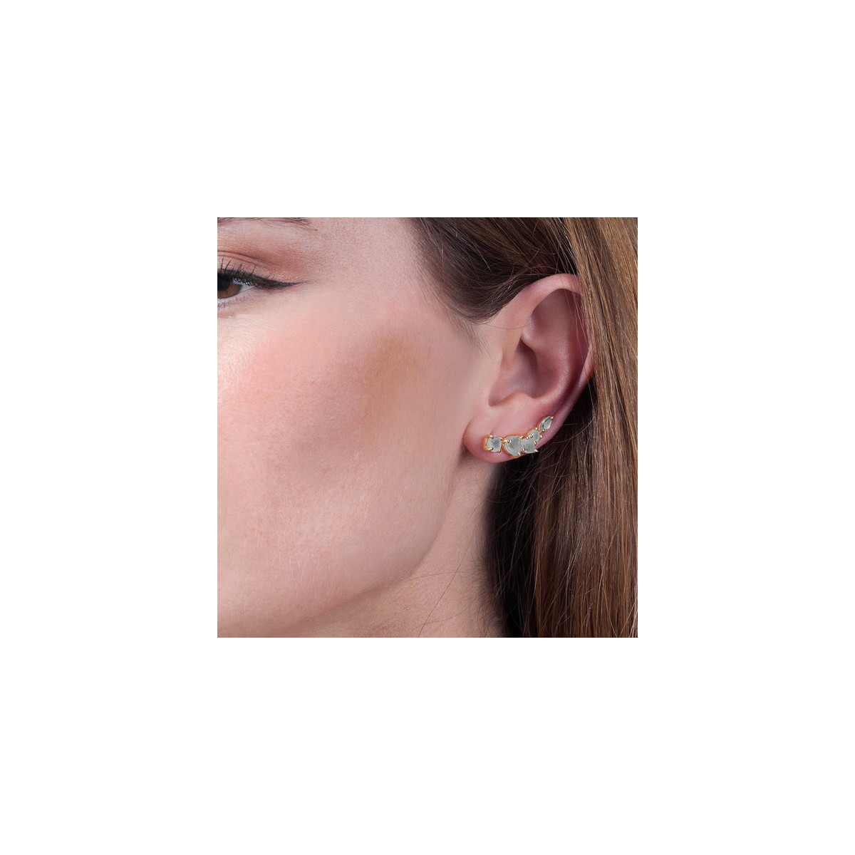 Climber Earrings with Labradorites in 18k Gold Vermeil