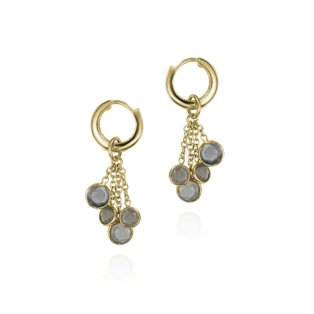 Hoop Earrings with Labradorites in 18k Gold Vermeil