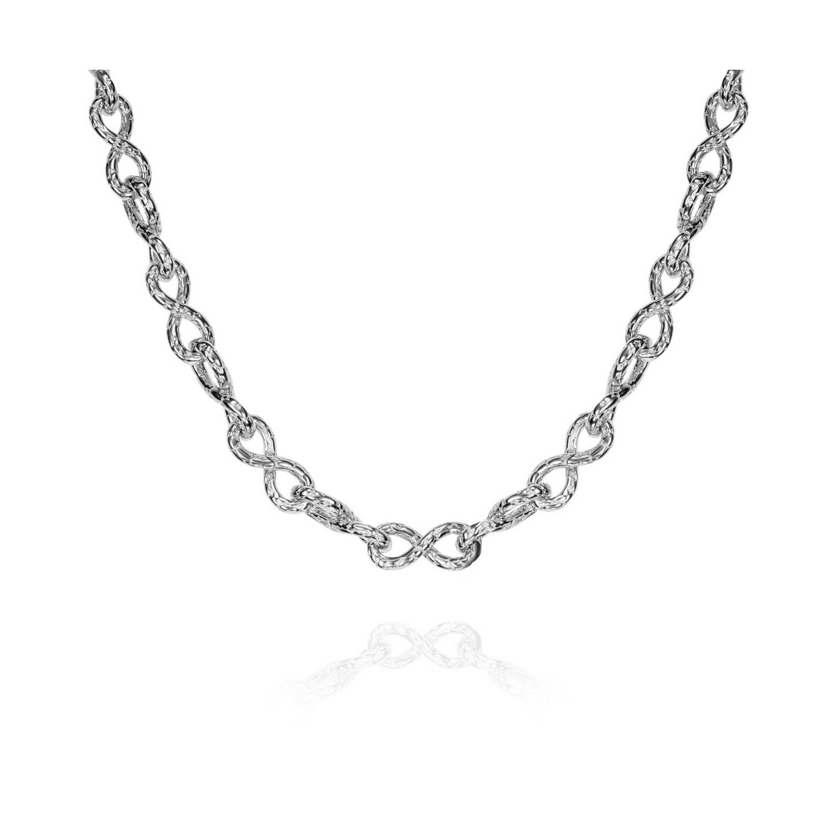Collar de infinitos con textura de serpiente en plata de ley 925