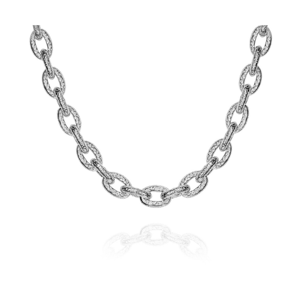 Collar de plata de ley 925 con eslabones de estilo floral