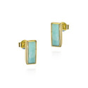 Pendientes de amazonita en plata de ley bañada en oro 18k