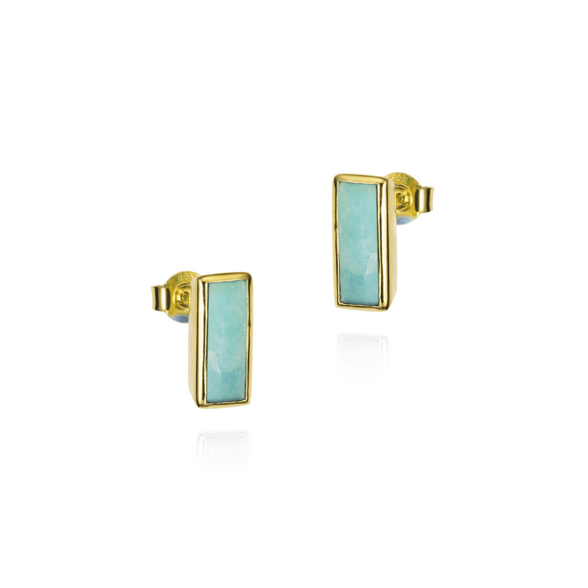 Pendientes de amazonita en plata de ley bañada en oro 18k