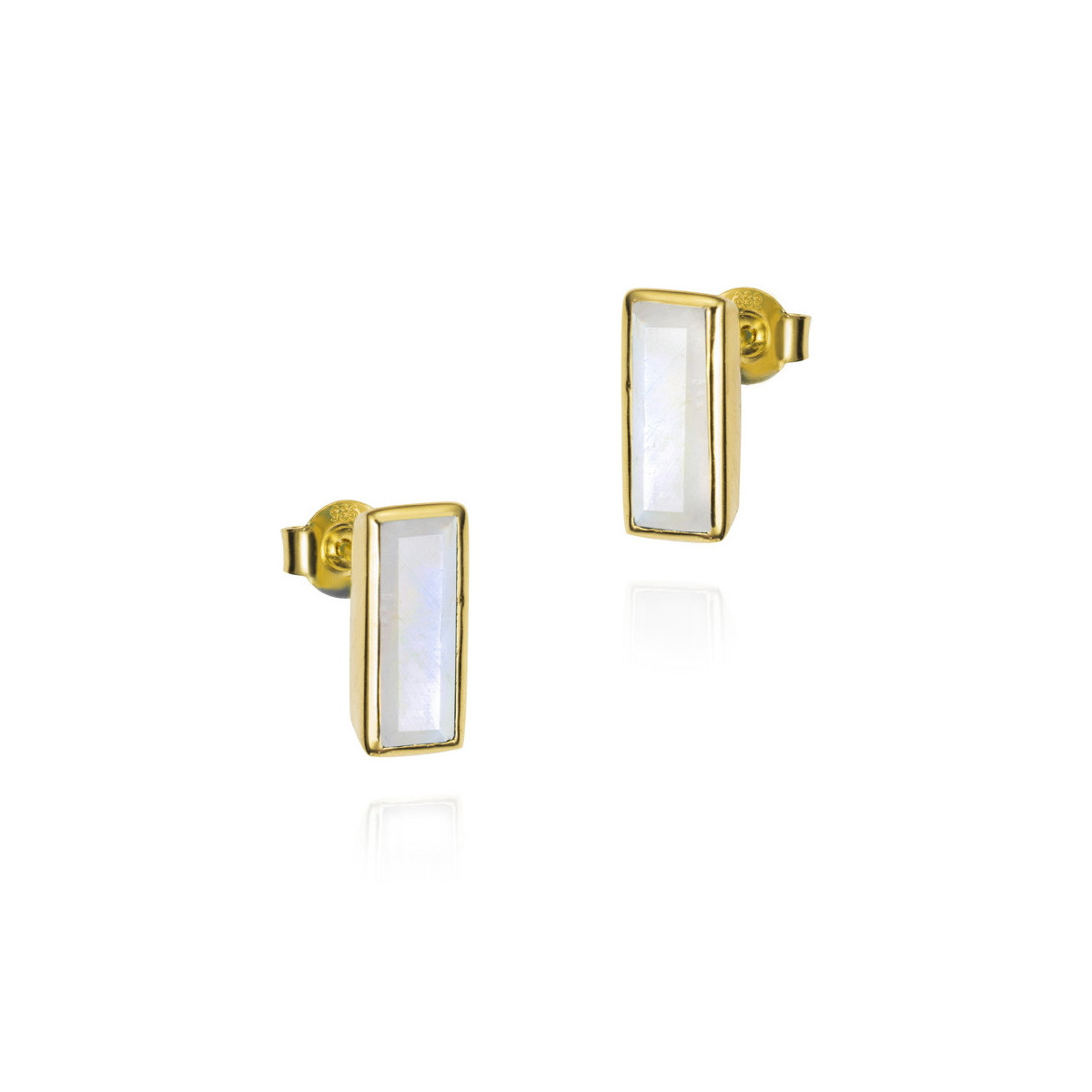 Pendientes de espectrolita en plata de ley bañada en oro 18k